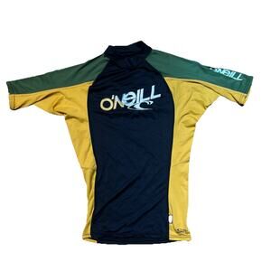 O’NEILL Unisex Small Rash Guard Skins 6oz Yellow Green Black SPF 50+ Surfing